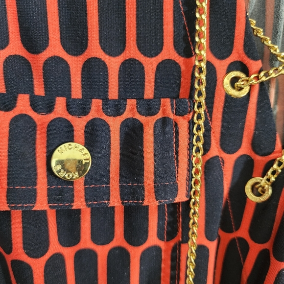 Michael Kors Coral Rose Dress w/Gold Chain accent - Picture 6 of 7